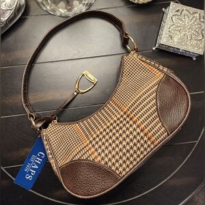 CHAPS Oak Street Houndstooth and Leather Hobo  NWT  SALE SALE SALE 🤑🤑🤑🤑🤑